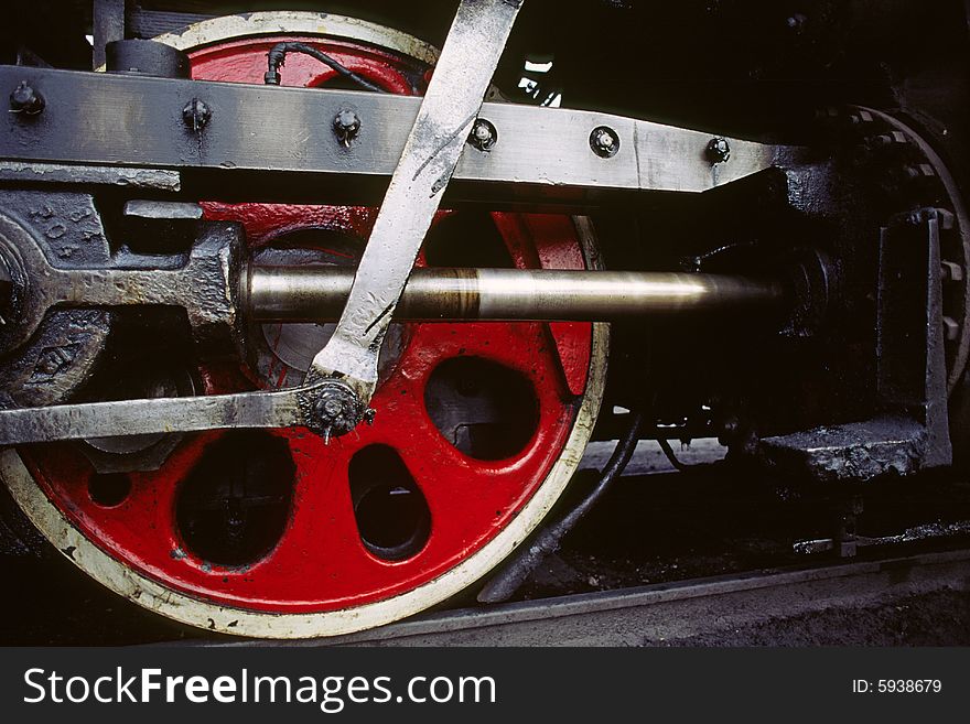 A red wheel of the steam train, chifeng, neimenggu, china