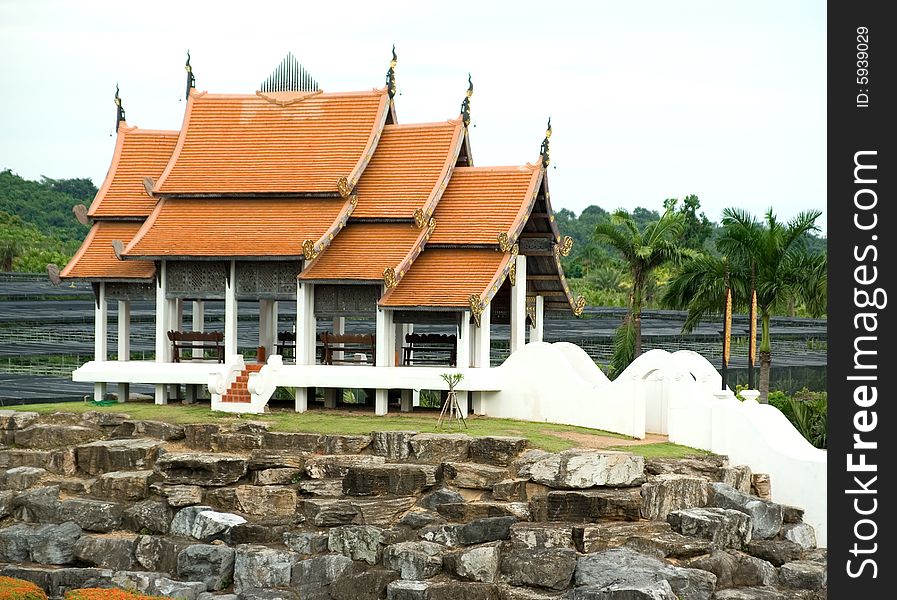 Pavilion on the mountain in Thailand, made in a traditional style. Pavilion on the mountain in Thailand, made in a traditional style