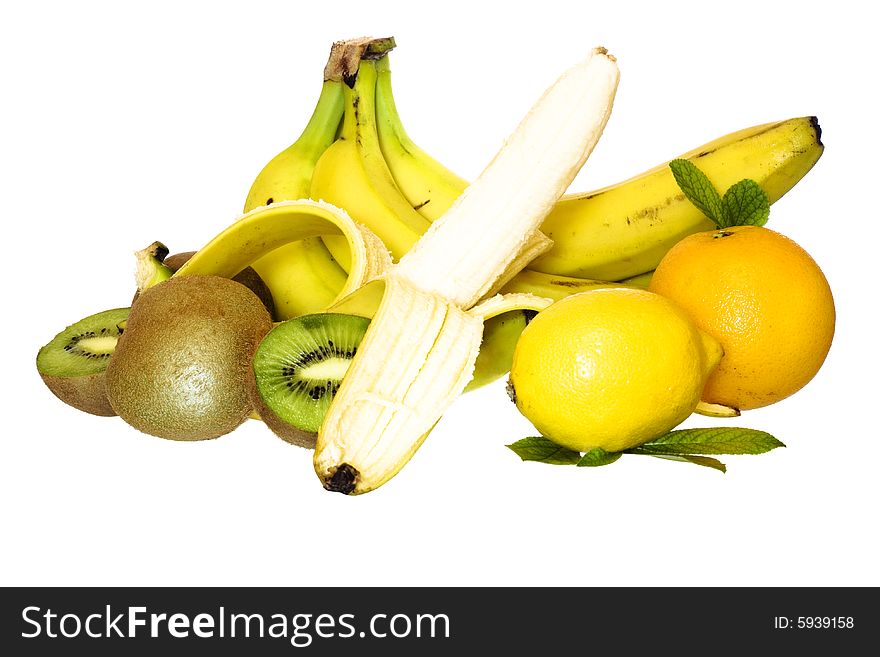 Fresh fruits isolated on white background. Fresh fruits isolated on white background.