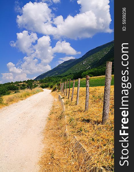 Country Road in a very hot summer day in Abruzzo, Central Italy. Country Road in a very hot summer day in Abruzzo, Central Italy