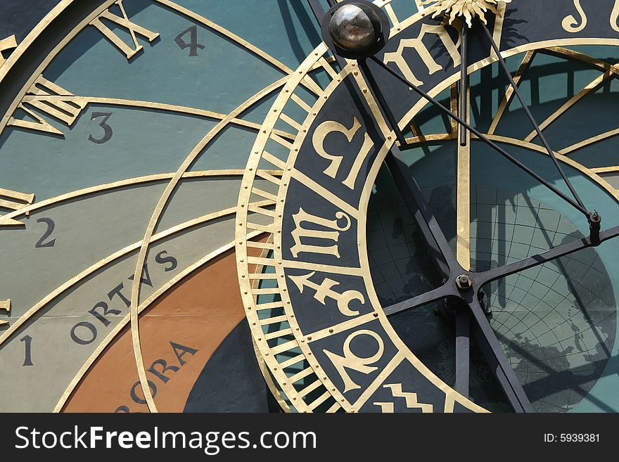 Old astronomical clock in Prague, Czech republic