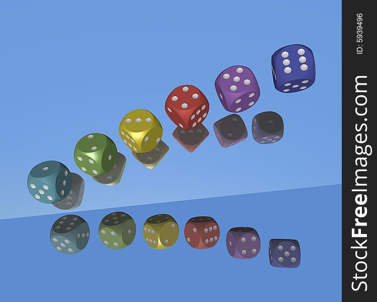 Six Rednered Dices