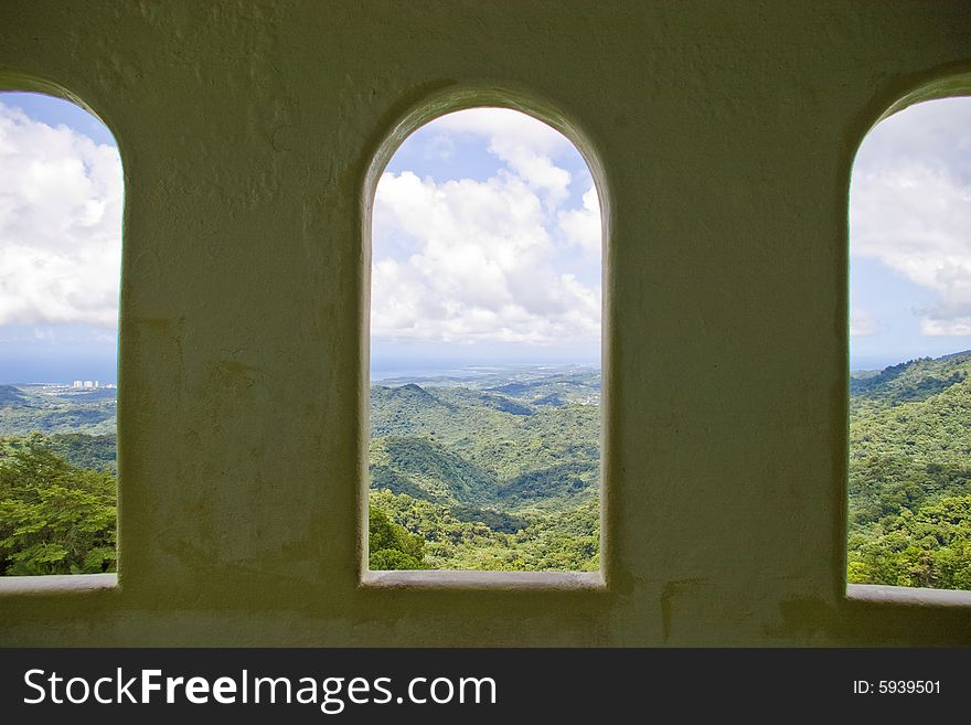 View through the tower archs. View through the tower archs