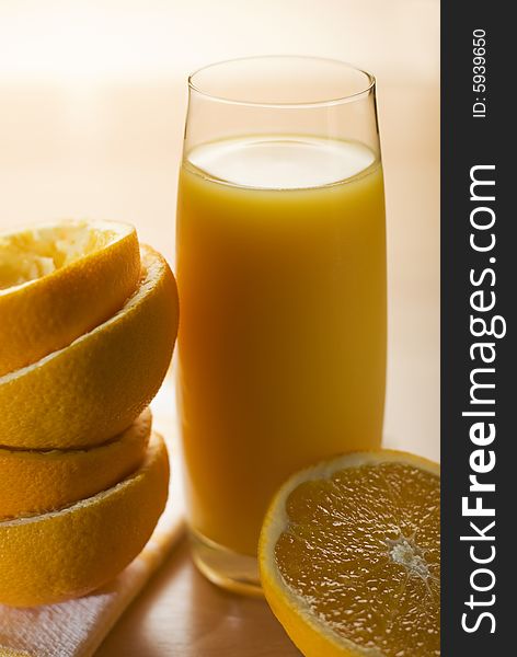 Fresh natural orange juice close up shoot