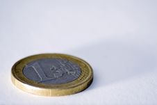 One Euro Coin Isolated Stock Photo
