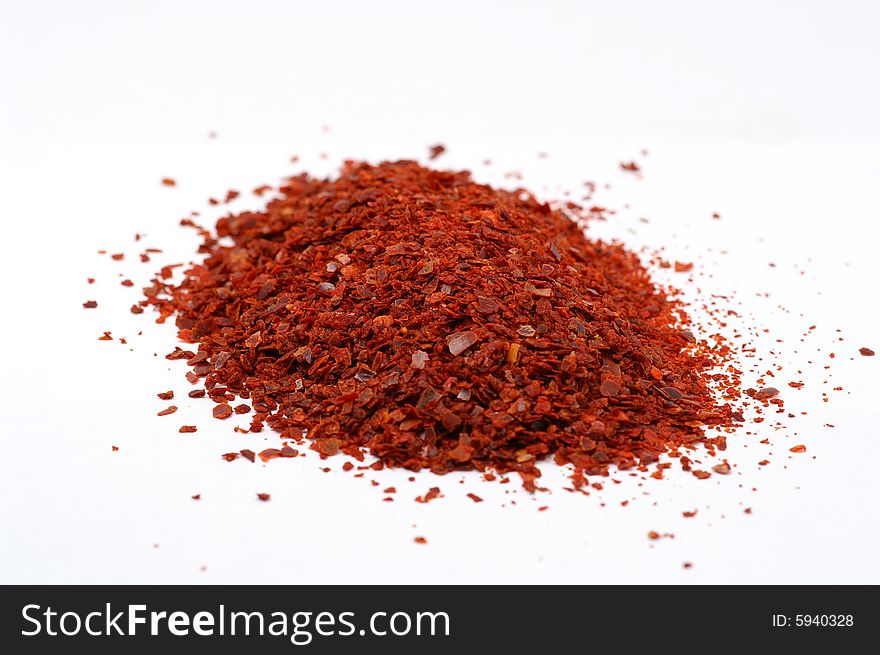 Red pepper grind macro closeup. Red pepper grind macro closeup