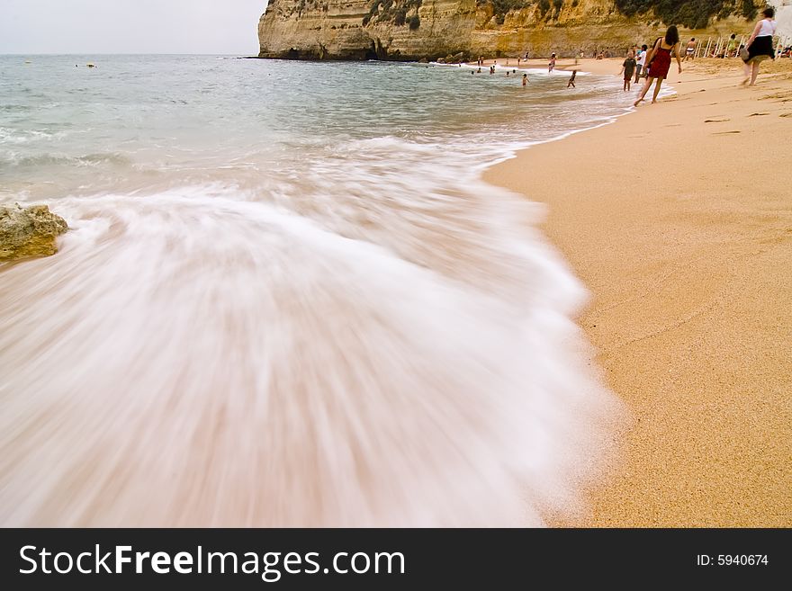 Long exposure wave at Carvoeiro beach, south of Portugal.