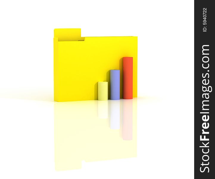 Yellow folder with the diagram isolated on a white background