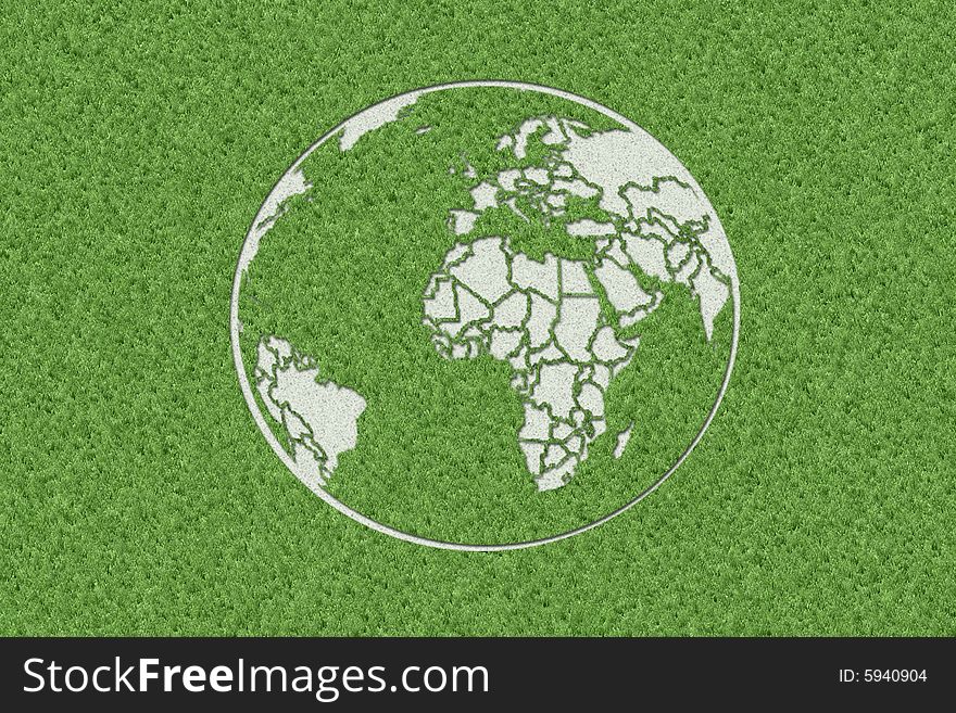 The shape of the earth cut into grass. The shape of the earth cut into grass
