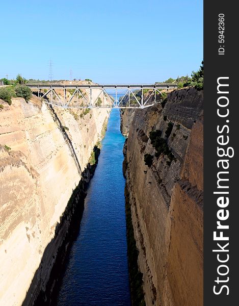 The Corinth Canal connects the Gulf of Corinth with the Saronic Gulf, Greece