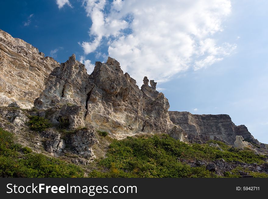Sandstone cliffs at the sea coast, Crimea
