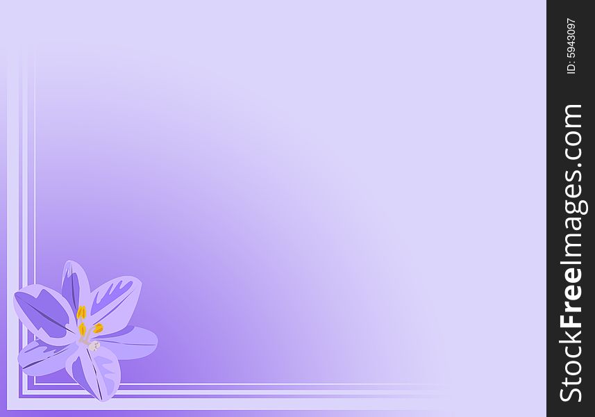 Background of purple with lines and a flower in the corner. Background of purple with lines and a flower in the corner