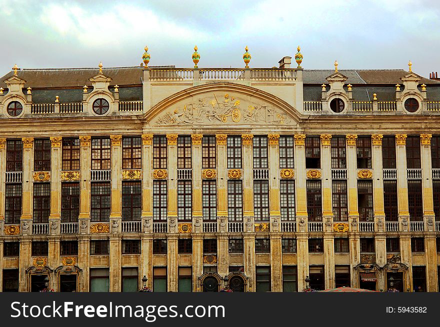 One of the guild houses at Grand Place in Brussels, Belgium. One of the guild houses at Grand Place in Brussels, Belgium.