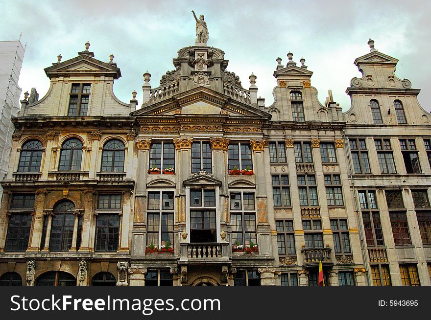 Several of the guild houses at Grand Place in Brussels, Belgium. Several of the guild houses at Grand Place in Brussels, Belgium.