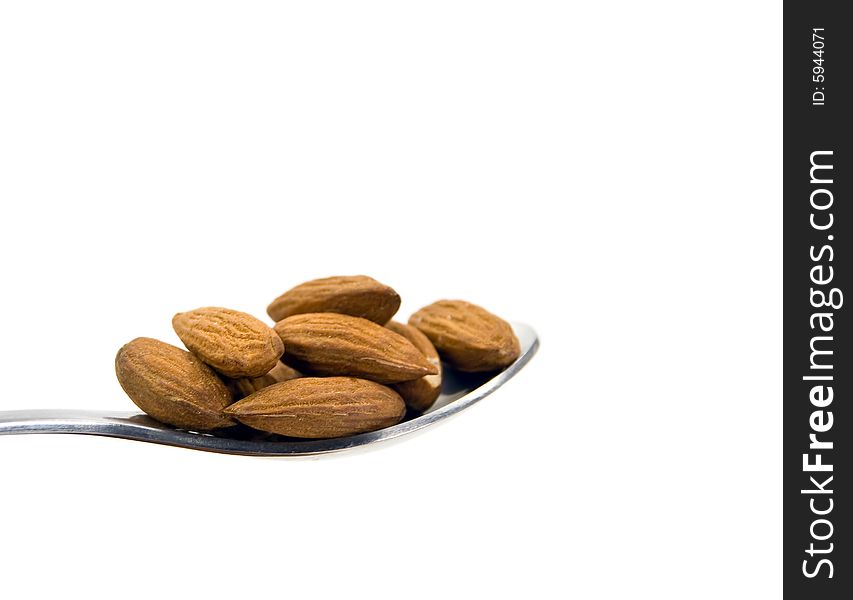 Raw almonds - isolated on white.