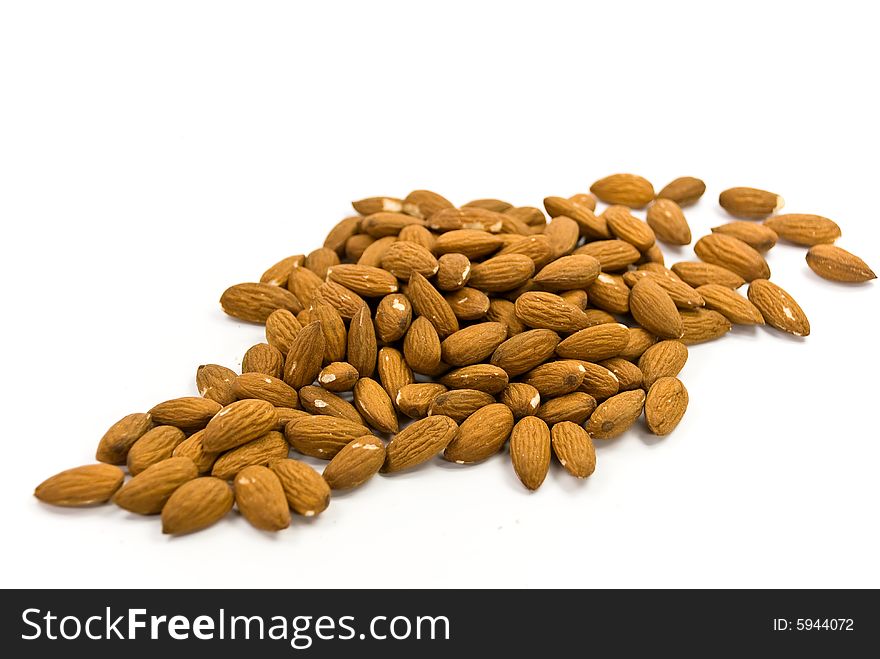 Raw almonds - isolated on white.