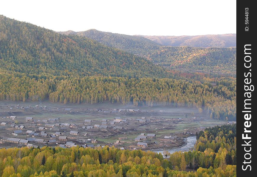 An early morning of a village in north west of China.