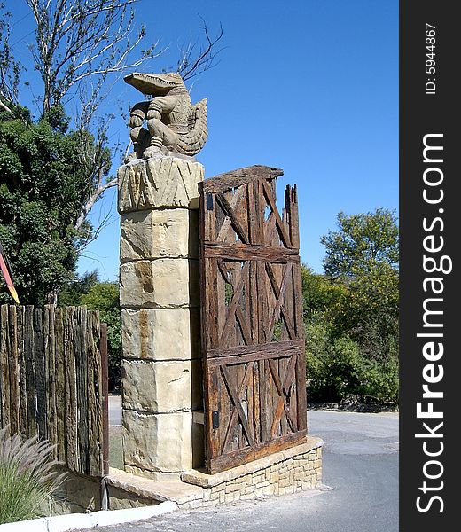 Entrance gate to Safari Park in Outshoorn, South South Africa. Entrance gate to Safari Park in Outshoorn, South South Africa