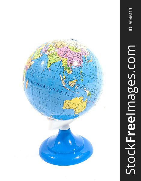 Globe used on school isolated on a white background. Globe used on school isolated on a white background