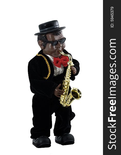 Toy of Afro-american saxophone player.