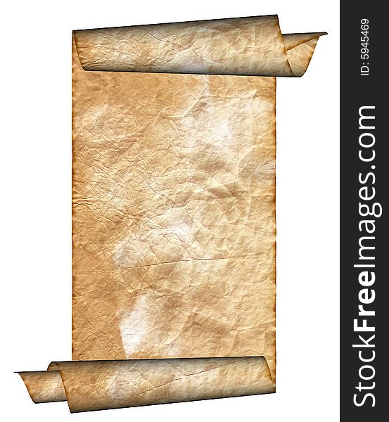 Vintage grunge rolled parchment illustration with ragged borders (natural paper texture)