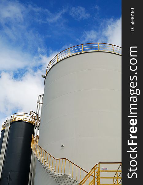 Industrial tower with blue sky background