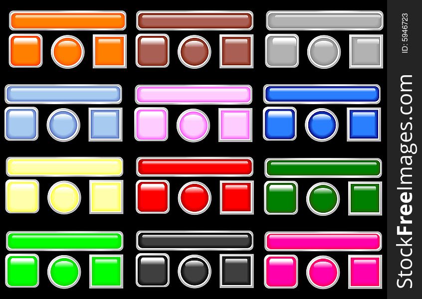 Glossy web buttons in different colors