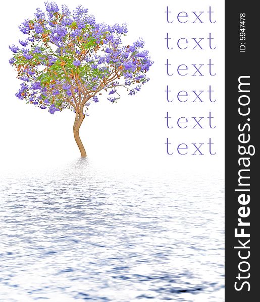 Isolated reflected tree with text