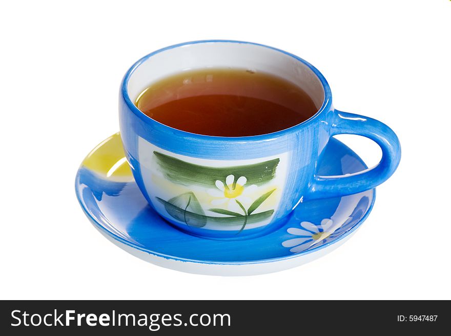 Cup of tea, decorative, isolated on white background