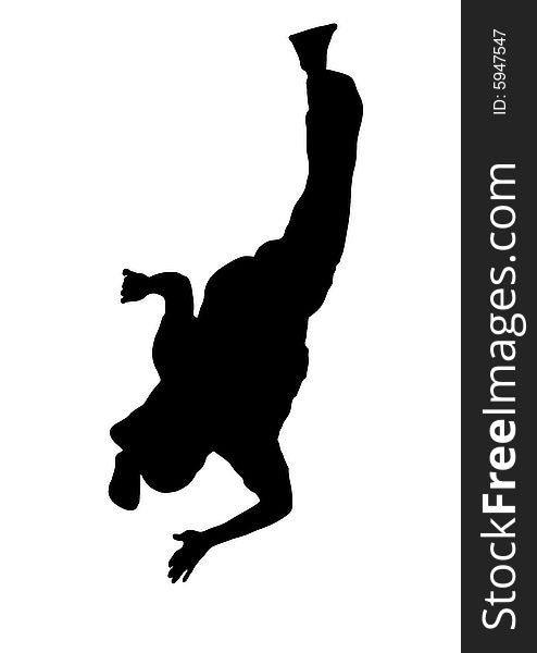 Illustration silhouette of street dancer on white background. Illustration silhouette of street dancer on white background