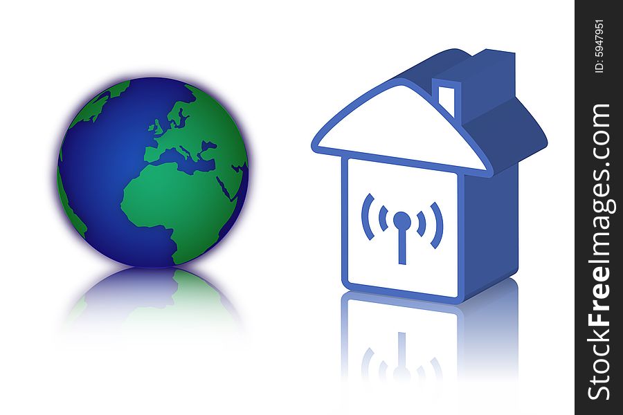 Logo of wireless with house and hearth
