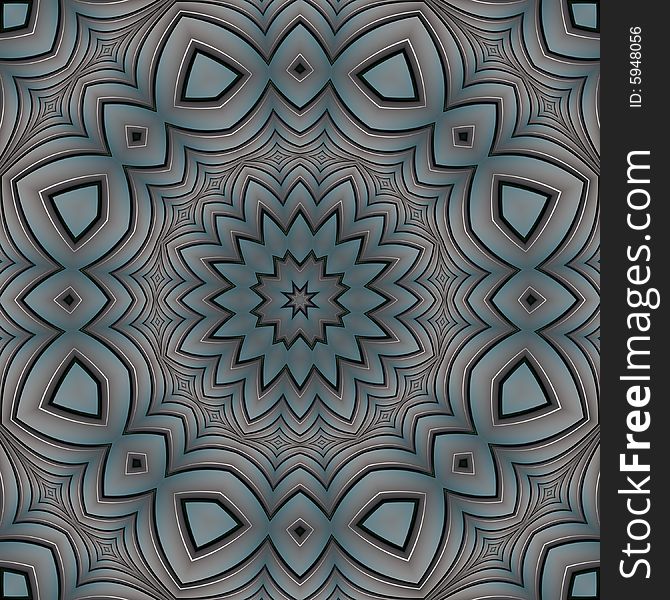 Abstract fractal image resembling a primitive geometric floral mandala