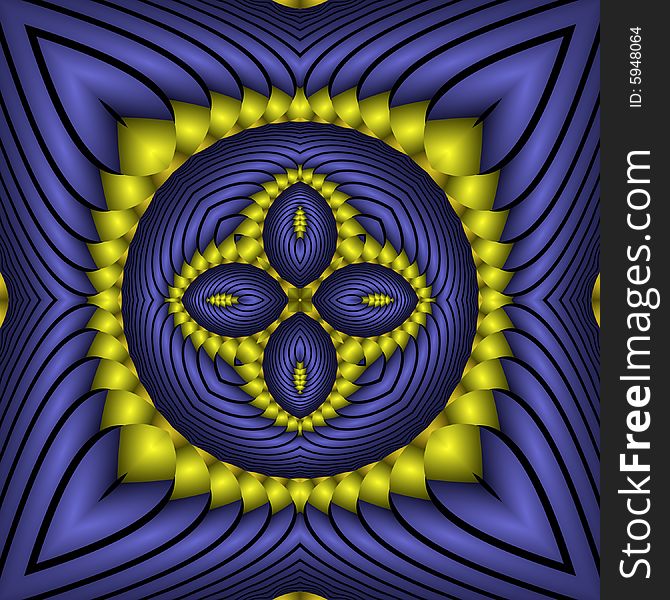 Abstract fractal image resembling a royal ribbon pillow