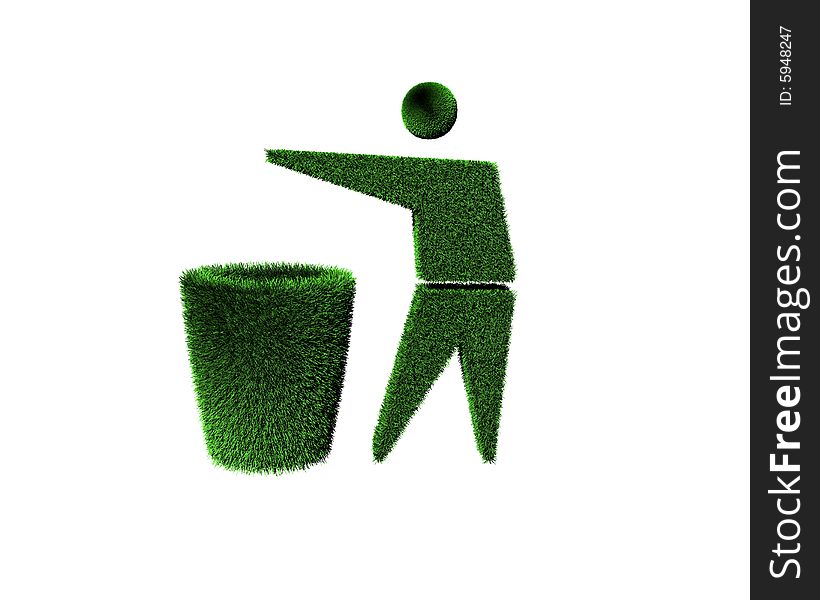 Logo of trash can and man with grass