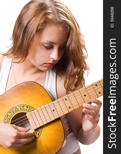 Beautiful Girl Playing Guitar. 3