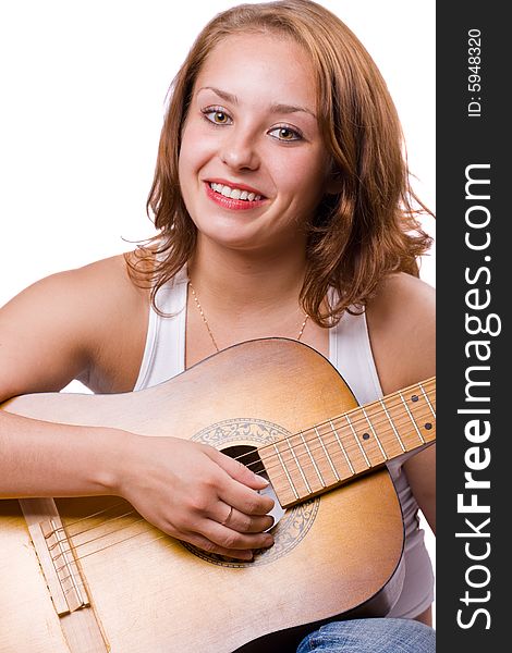 Beautiful Girl Playing Guitar. 4