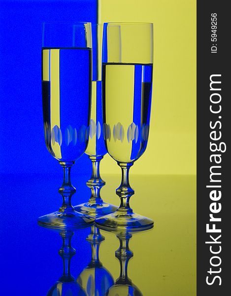 Glasses with water with background