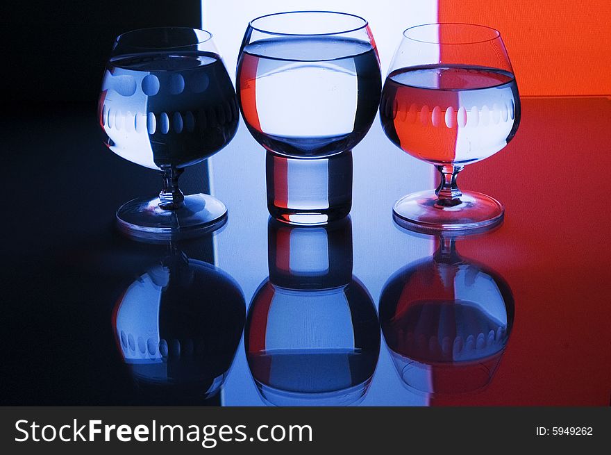 Glasses with water with background