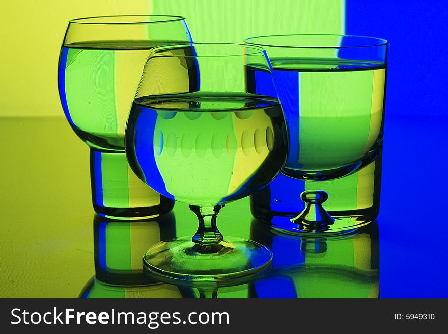 Glasses with water with background