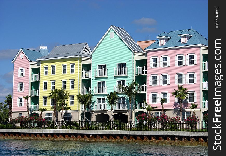 Colourful resort buildings on Paradise Island, The Bahamas. Colourful resort buildings on Paradise Island, The Bahamas.