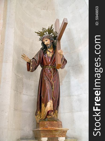 A sculpture of Jesus in the palace of Pontius Pilate, jerusalem, israel.