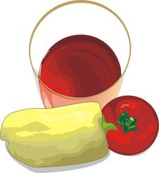 Pepper And Tomato. Vegetable Juice Stock Photography Pepper And Tomato. Vegetable Juice Stock Photography