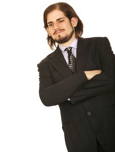 Handsome Business Man Folding Hand And Thinking Stock Image
