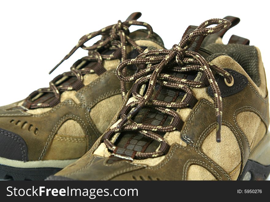 Hiking boots isolated on white background