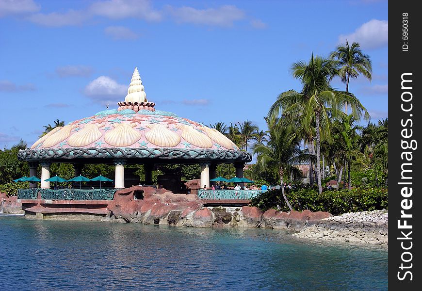 The original shape of the outdoor restaurant in a resort on Paradise Island, The Bahamas. The original shape of the outdoor restaurant in a resort on Paradise Island, The Bahamas.