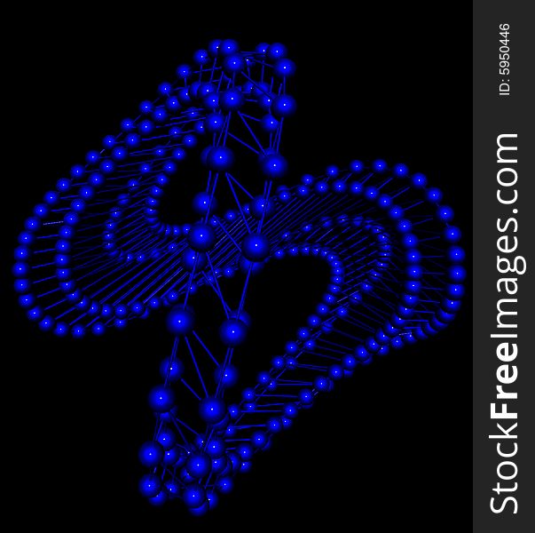 A model of an molecule made of metal. A model of an molecule made of metal