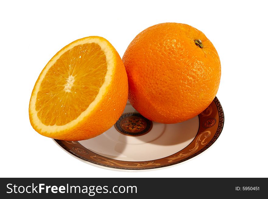 Orange on the white background