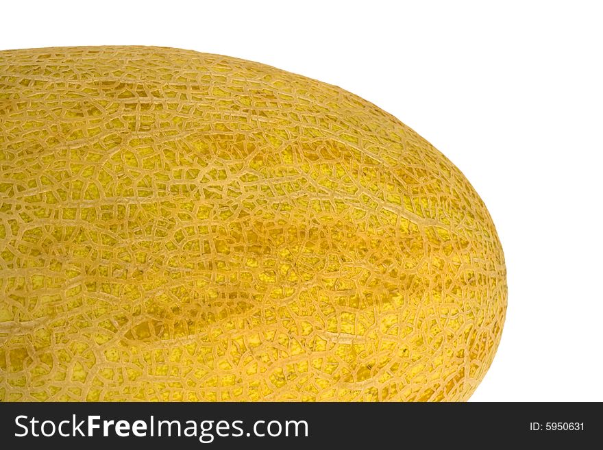 Yellow melon on a white background. Choppy skin.