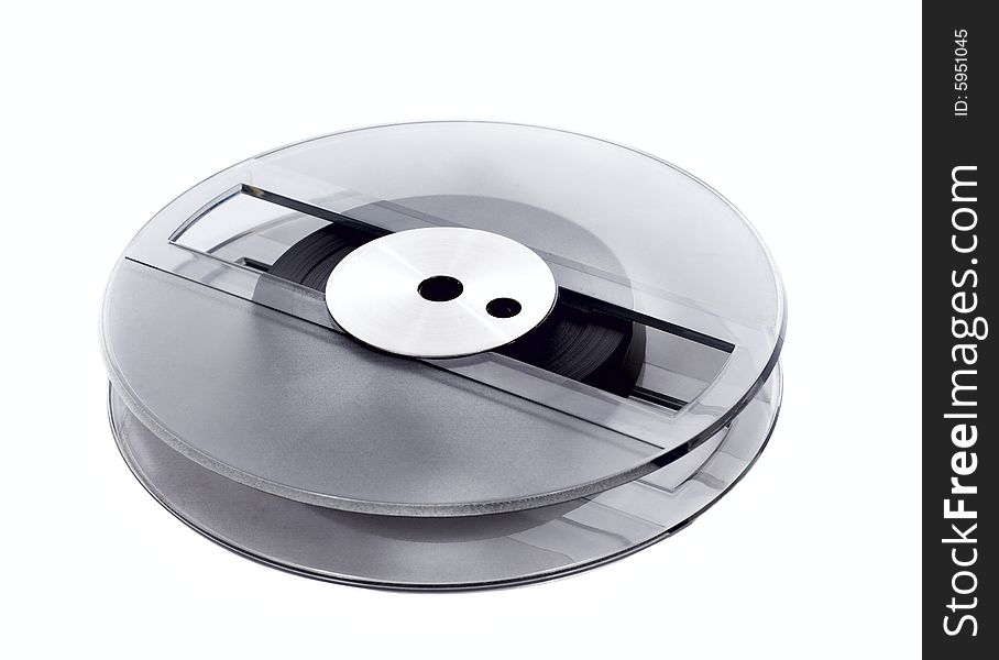 Audio magetic recording tape spools, photo on the white background