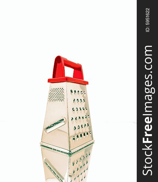 Metal Cheese grater with plastic red handle